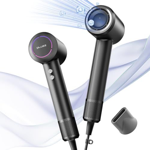 3倍速乾力 PLUZZ大風量ドライヤー 軽量 美髪ヘアドライヤー 2.7億高濃度マイナスイオンヘアケアと強力ブラシレスモーター 収納フック付き -12種類のモード NTC温度制御 過熱防止 - コンパクト 静音 ダイフウリョウ 1 0 bc 8386 d