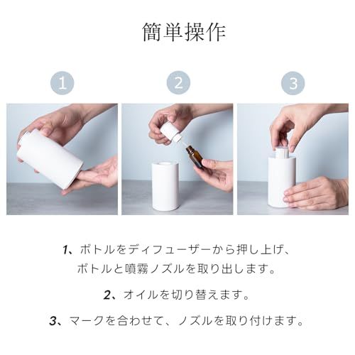  アロマディフューザー ネブライザー式 水なし 車用 エッセンシャルオイル アロマオイル 噴霧 3段間隔噴霧 3段タイマー 30畳対応 漏れ防止 静音 充電式 環境改善 空間消臭 ストレス解消 睡眠 白 d 63 40 a 7 その他 キッチン 食器