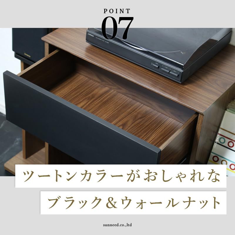  サンニード レコードプレーヤースタンド 台 レコードラック 棚 木製 ウォールナット ブラック オーディオラック 幅60 高さ85 cm lpr-6085 100 abd 0 f その他 キッチン 食器