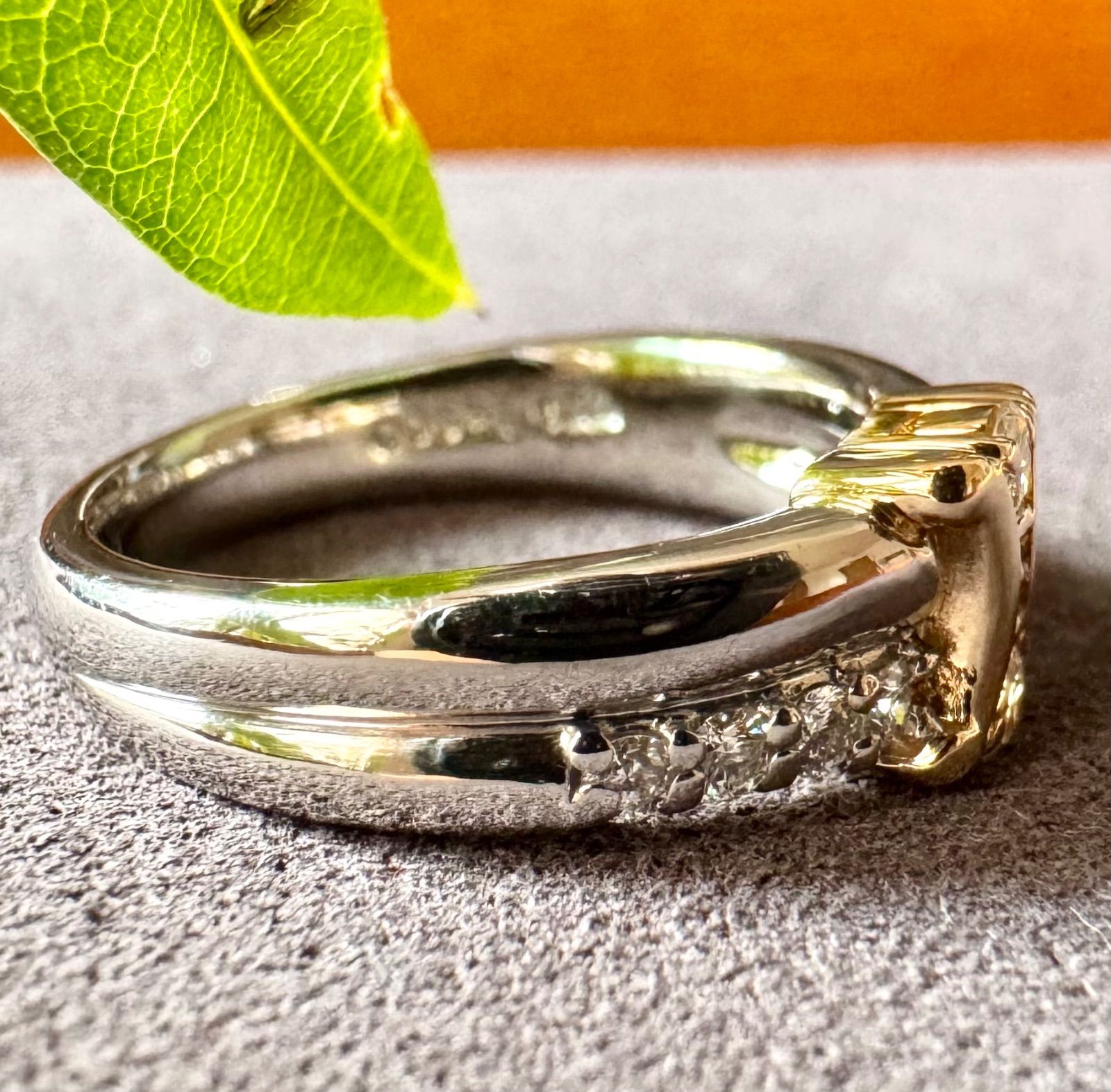 セリーヌ◇Pt900/K18*トリオンフ*ダイヤモンドコンビリング*CELINE