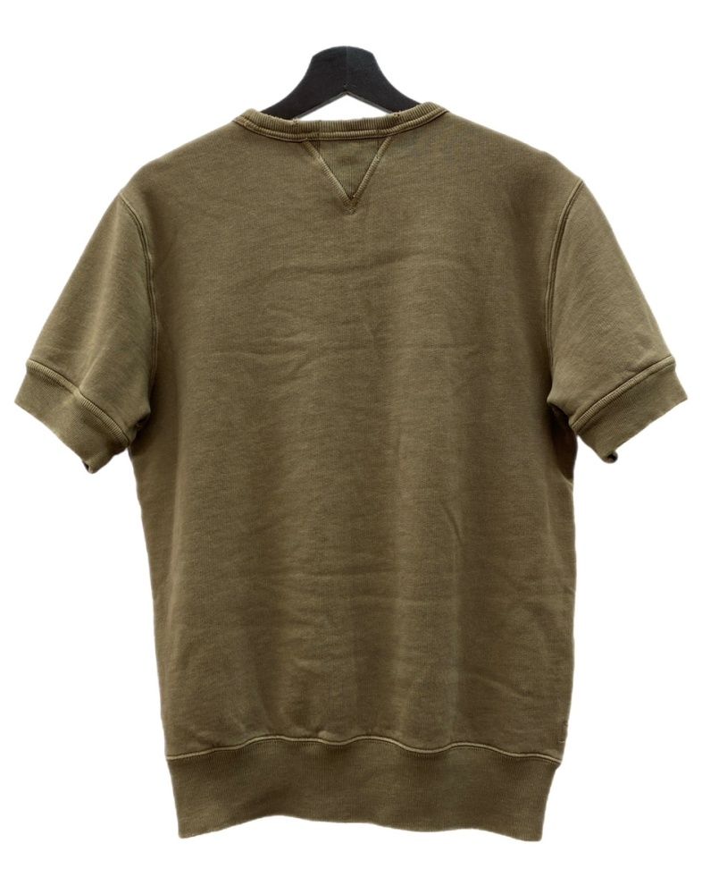 ダブルアールエル RRL S/S SWEATSHIRT 半袖 スウェットシャツ 31-B 両V 裏起毛 ダメージ加工 Ralph Lauren 茶 スウェット プリント ブラウン Sサイズ 104MT-2372