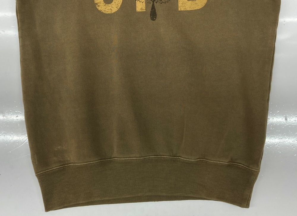 ダブルアールエル RRL S/S SWEATSHIRT 半袖 スウェットシャツ 31-B 両V 裏起毛 ダメージ加工 Ralph Lauren 茶 スウェット プリント ブラウン Sサイズ 104MT-2372