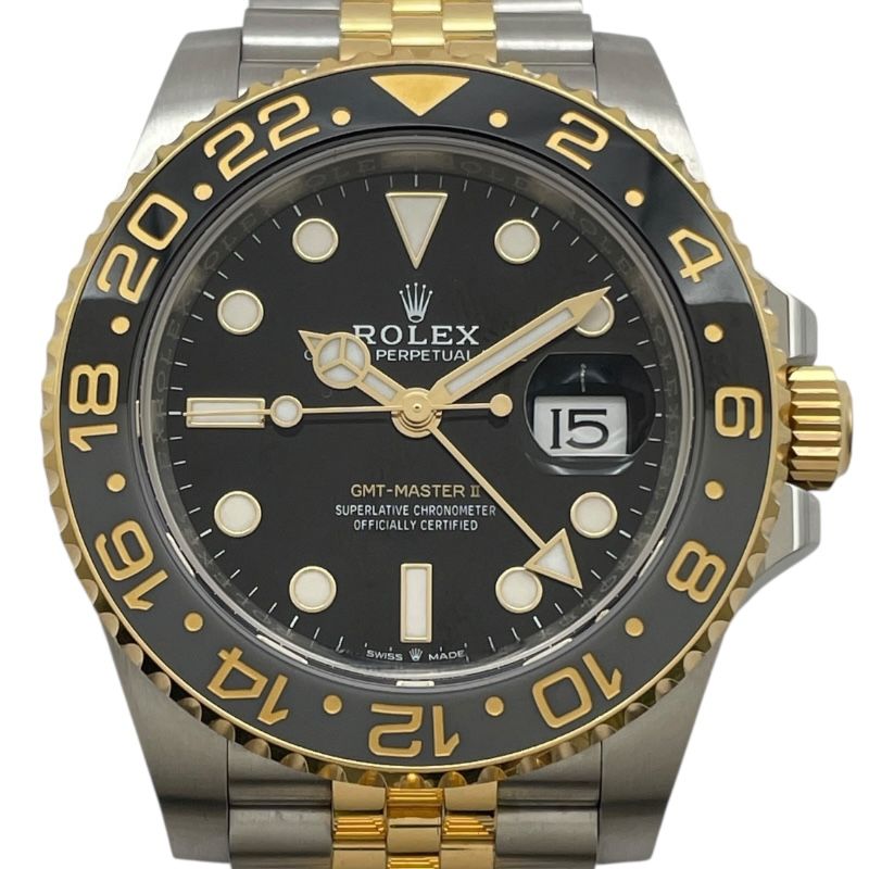 【訳あり】GMT自動巻き腕時計 ブラック/ゴールド ロレックス ROLEX GMTマスター2 126713GRNR ブラック K18/SS 自動巻き
