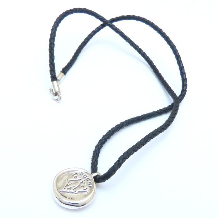 GUCCI グッチ クレストコイン ネックレス 270669 シルバー925xレザー