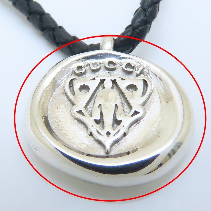 GUCCI グッチ クレストコイン ネックレス 270669 シルバー925xレザー
