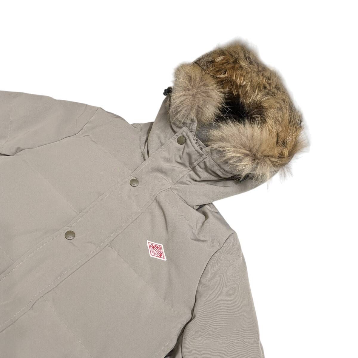 新品 Dantonダントン ファー付き ロングダウンジャケット　ベージュ38 DANTON ダントン JD-8744 LAS フード付き ファー ロングダウンコート D