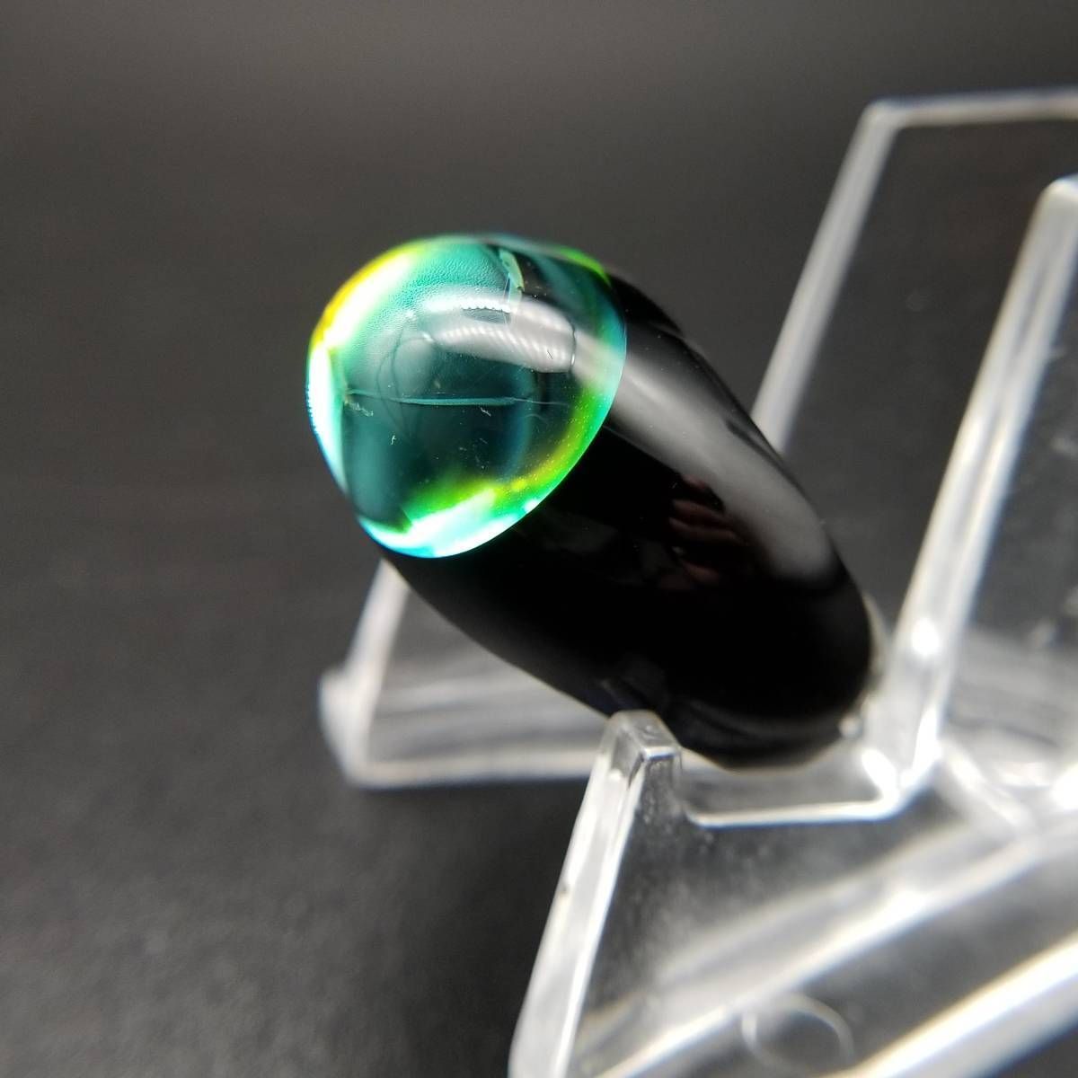  BACCARAT バカラ フランス ヴィンテージ タンゴ ダークブルー 玉虫色 クリスタル リング 指輪 ガラス レトロ レインボー リング 指輪 アクセサリー