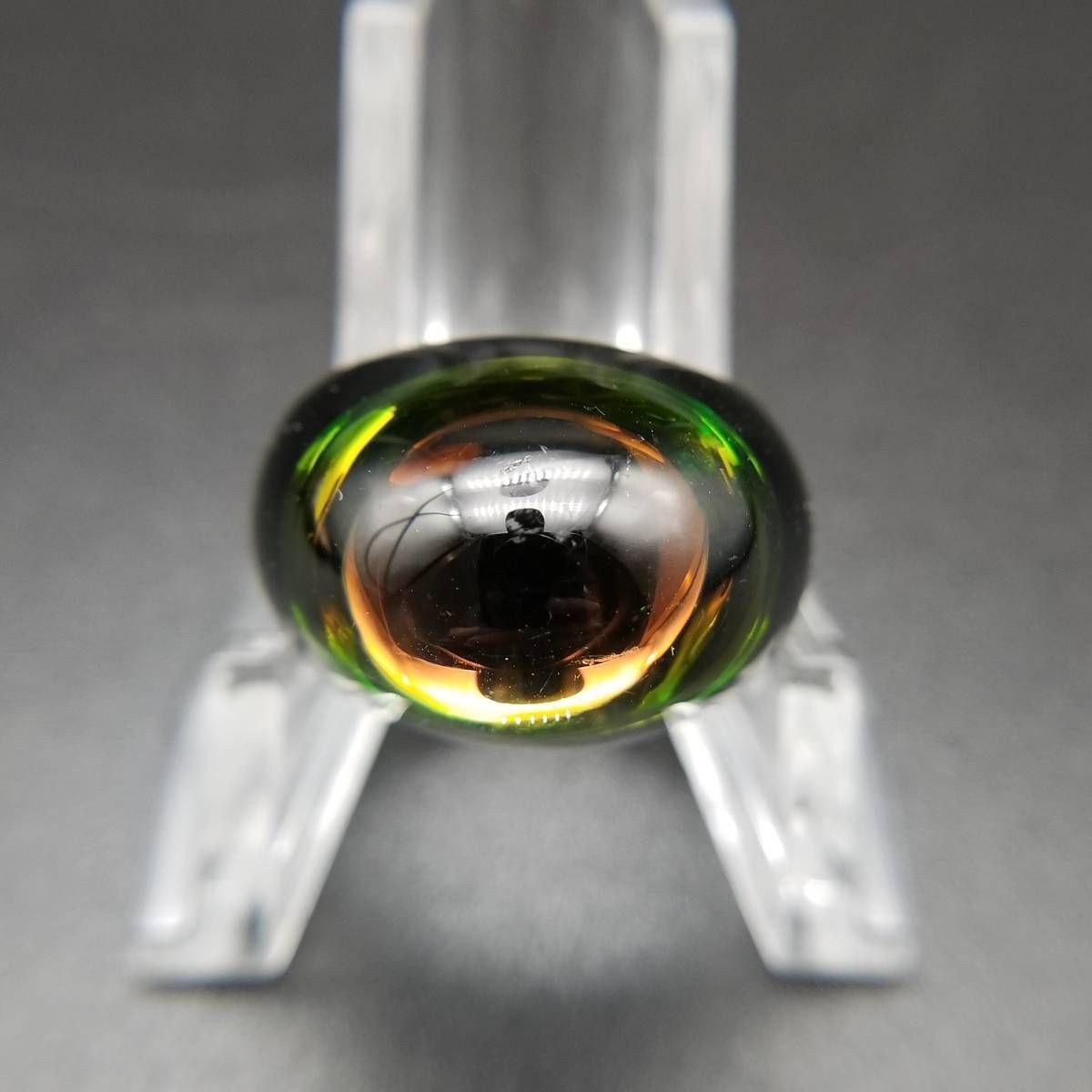 BACCARAT バカラ フランス ヴィンテージ タンゴ ダークブルー 玉虫色 クリスタル リング 指輪 ガラス レトロ レインボー