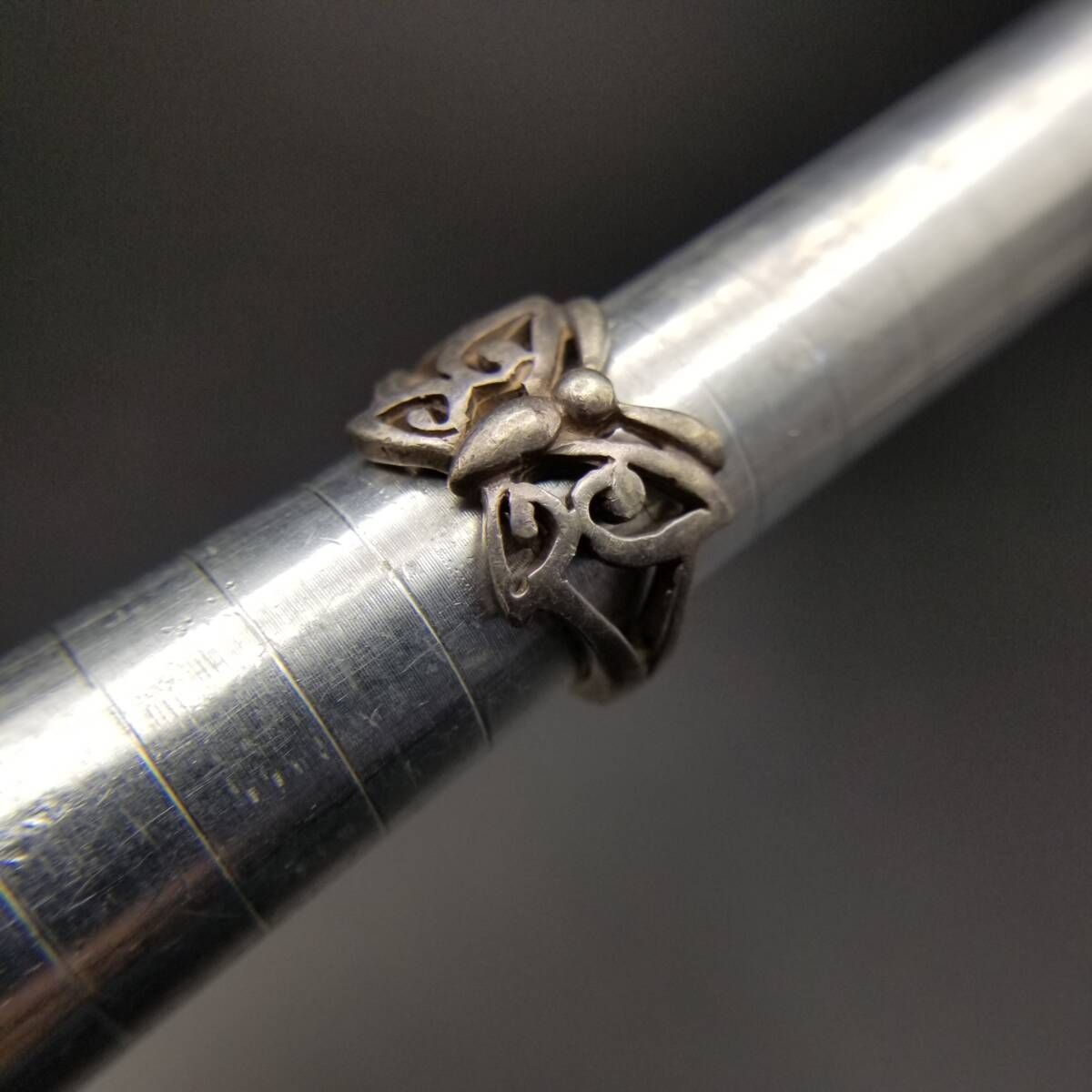 SL 蝶々 昆虫モチーフ 透かし 925 シルバー ヴィンテージ リング 銀