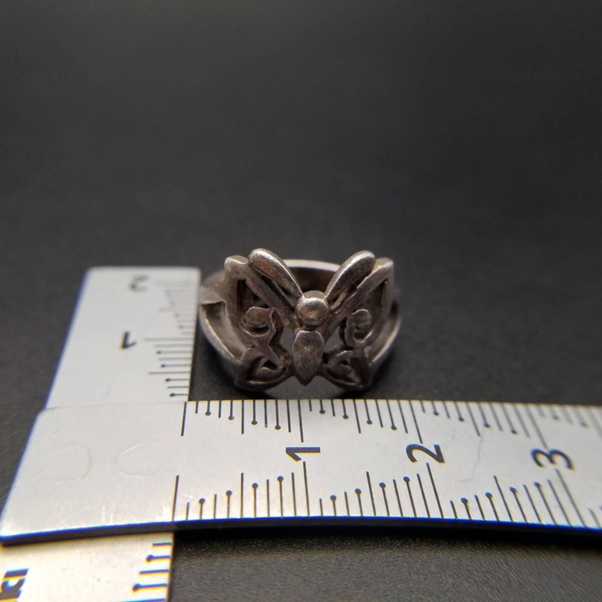 SL 蝶々 昆虫モチーフ 透かし 925 シルバー ヴィンテージ リング 銀