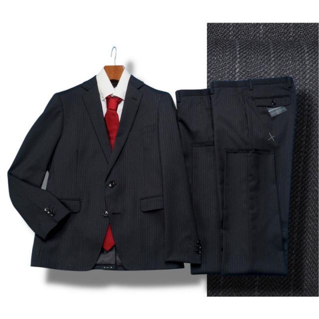 新品 大手百貨店扱い 秋冬総裏 ウール混ギャバジン ストライプ