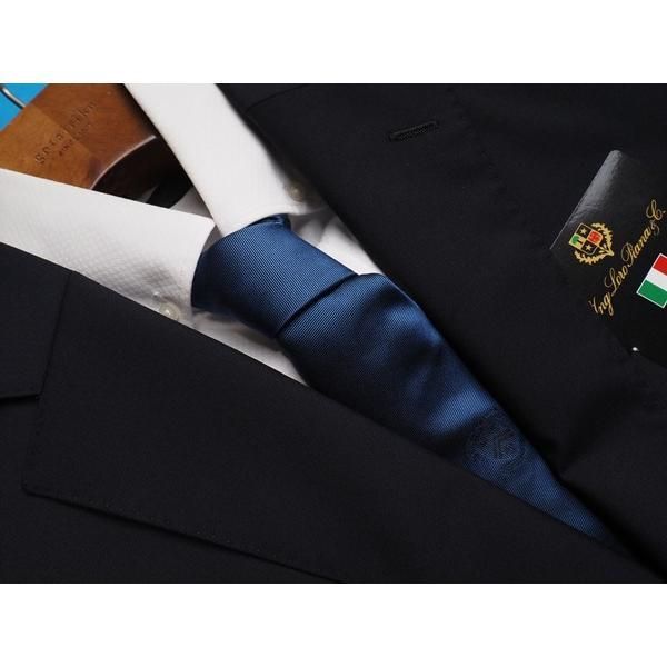 新品12.9万円 大手百貨店扱い 春夏『ロロピアーナ ZELANDER 伊製生地』ウール100% 艶感 ソリッド無地 スーツA4紺(B) 1506471