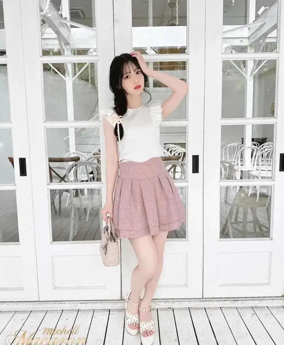 ミシェルマカロン michellMacaron ツイード スカート ピンク F