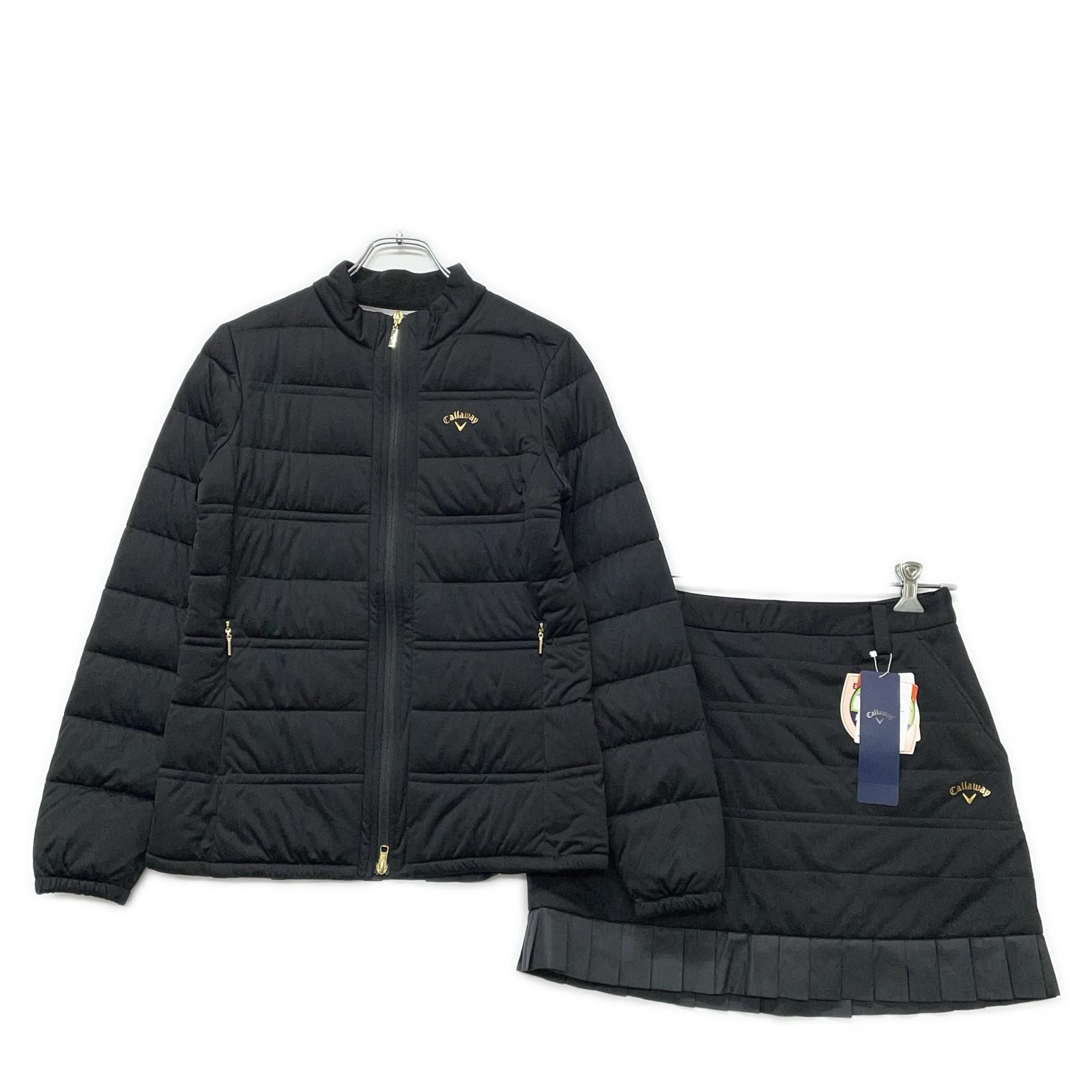 レディース キャロウェイ Callaway セットアップ L 黒 ブラック 秋冬 中わた フリル 長袖アウター スカート