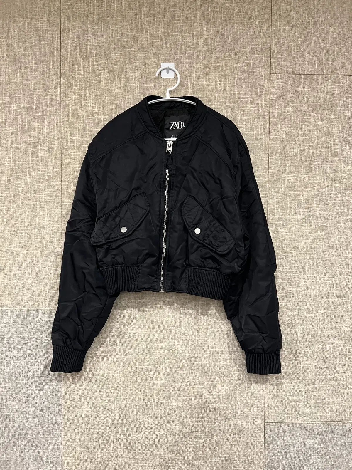 ZARA ザラ クロップド ブルゾン ジャケット ブラック - メルカリ