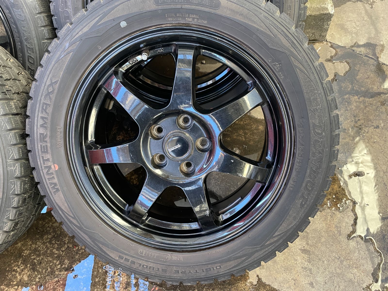 G speed アルミホイール 16インチ 6 5 J 48 PCD 100 H＆スタッドレス WINTER MAXX WM 01 205 55 R 16 品 4本セット 菅76