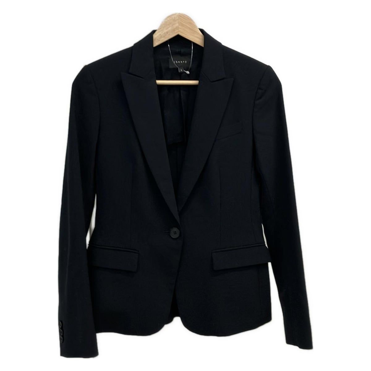 theory セオリー ジャケット サイズ0 XS レディース ダークネイビー 長袖 肩パッド 秋 冬