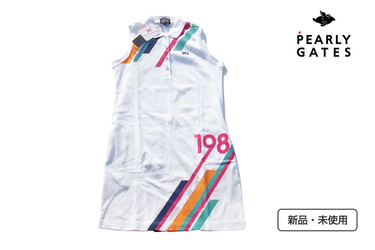 パーリーゲイツ pearly gates 配色ラインノースリーブポロワンピース レディースゴルフウェア 1