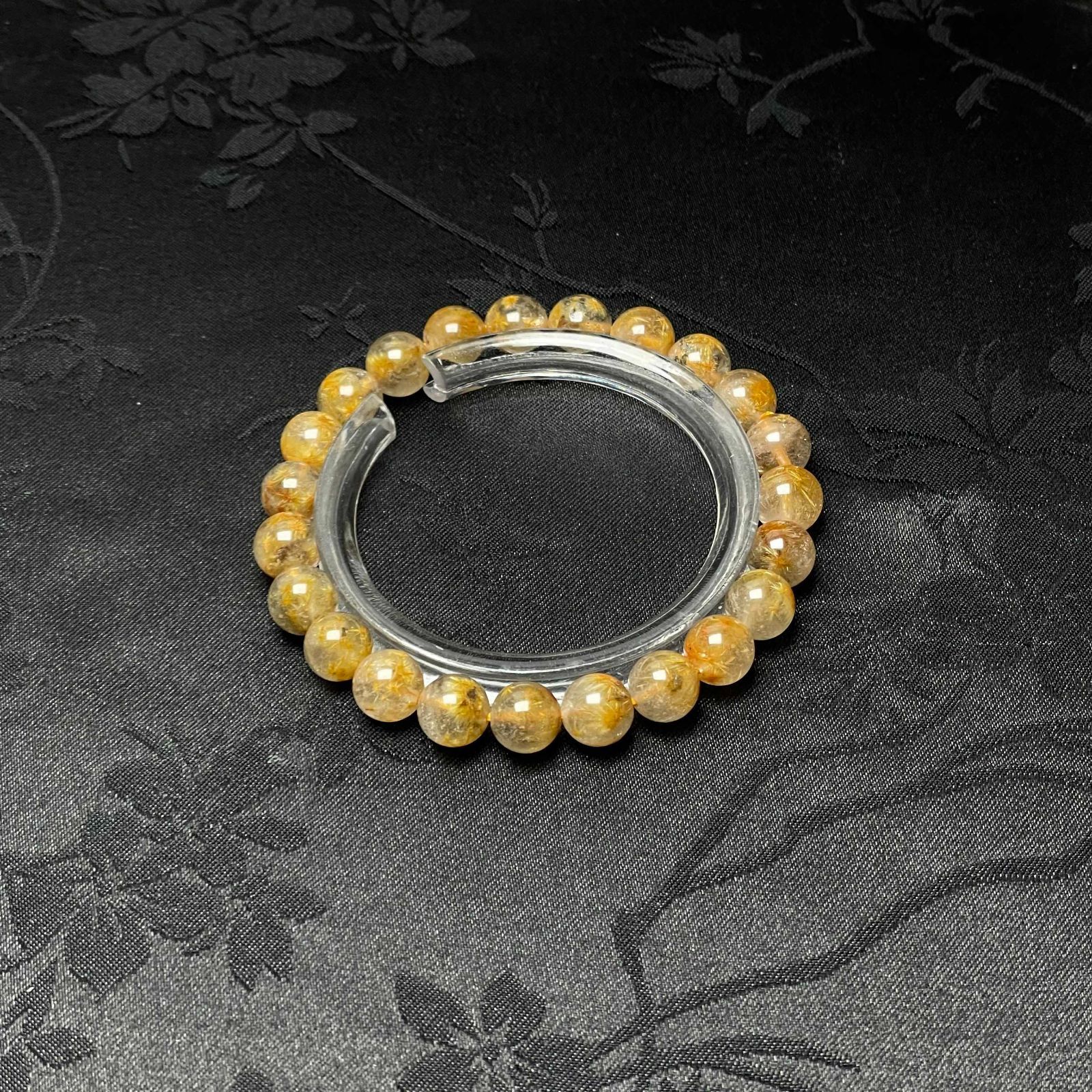 売約済み　タイチンルチル　タイガータイチンルチル　天然石　パワーストーン 天然石☆【35Aガーデンフラワータイチンルチル】☆ブレス