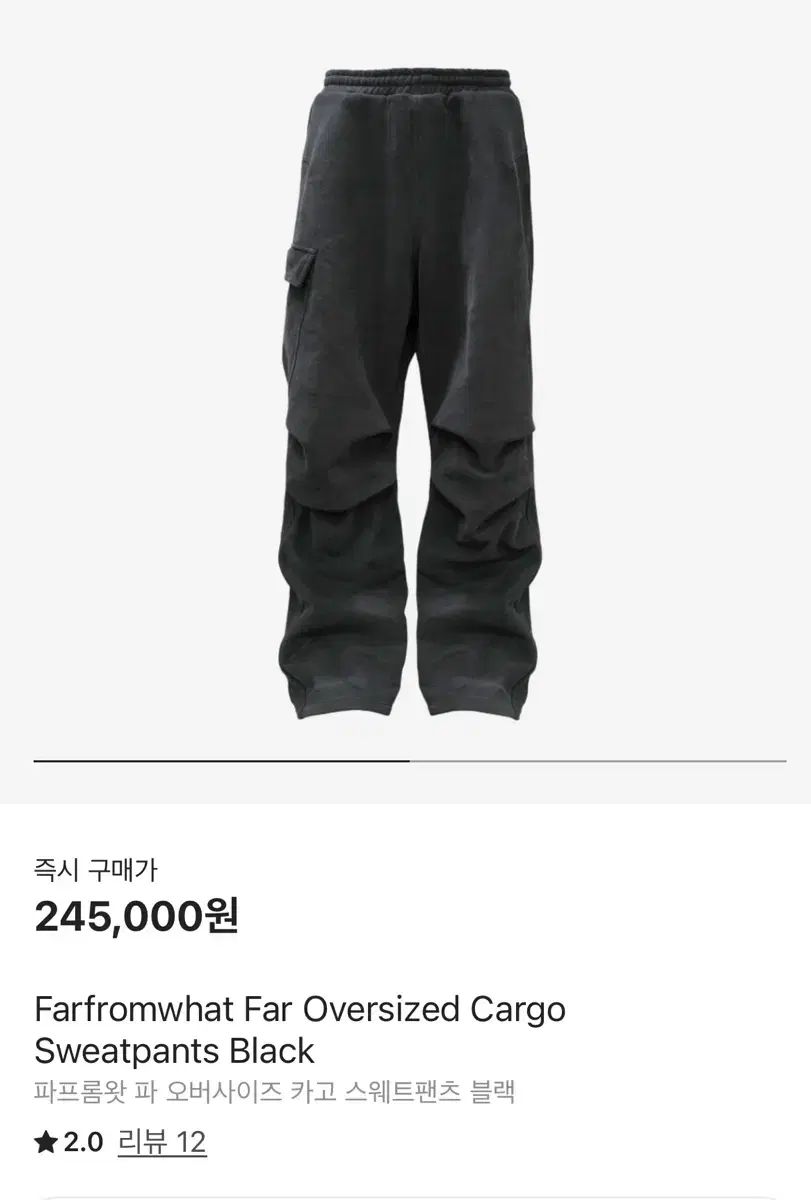 FAR FROM WHAT オーバーサイズ カーゴ スウェットパンツ ブラック