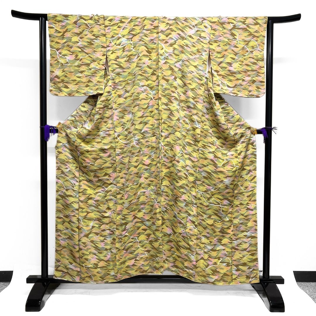 小紋 抽象模様 くすみ お洒落 着物 123 b d ms