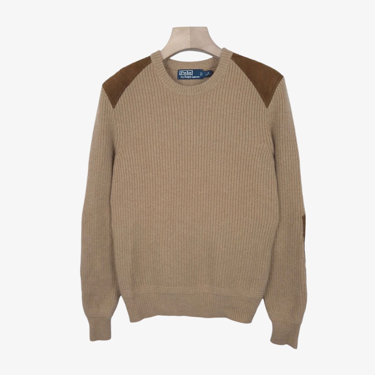 100 ポロラルフローレン ベージュ ブラウン パッチ ピュア カシミア ニット