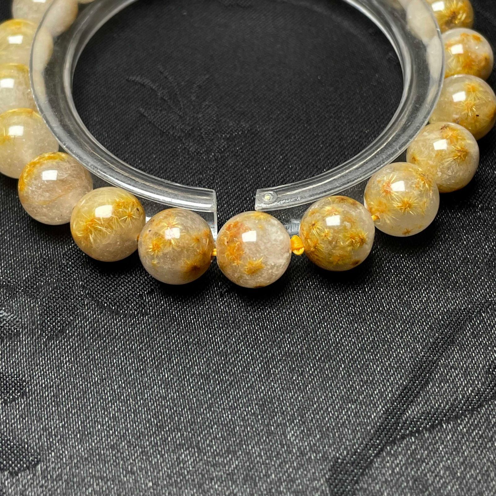 売約済み　タイチンルチル　タイガータイチンルチル　天然石　パワーストーン 天然石☆【35Aガーデンフラワータイチンルチル】☆ブレス