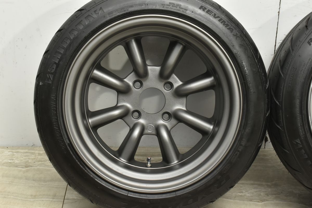  サイズ バリ溝 RS ワタナベ ８スポーク 16 in 9 J 13 PCD 114 3 4穴 製 シバタイヤ REVIMAX R 23 225 45 ハコスカ 外し 16インチ タイヤ ホイールセット