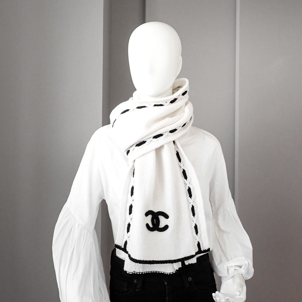シャネル マフラー ココマーク ストール レディース カシミア ホワイト