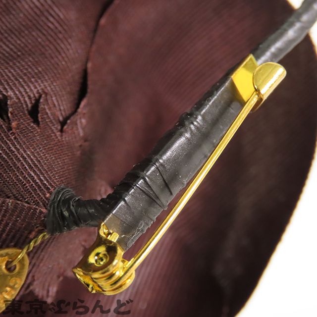 シャネル CHANEL カメリア コサージュ ブラウン 茶 ゴールド金具