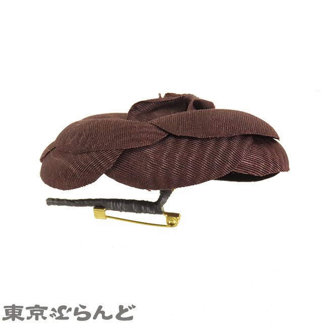 シャネル CHANEL カメリア コサージュ ブラウン 茶 ゴールド金具