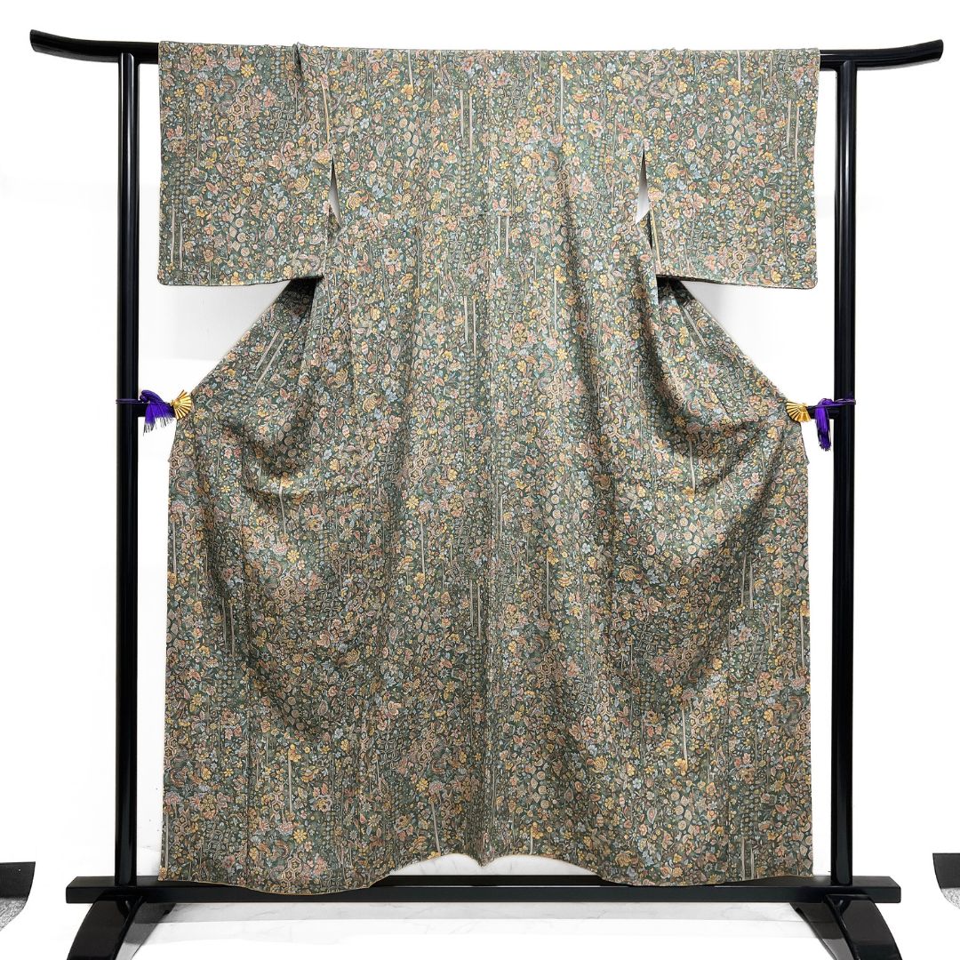 小紋 道長取り 唐花 七宝 菱 ペイズリー 着物 123 b d ms