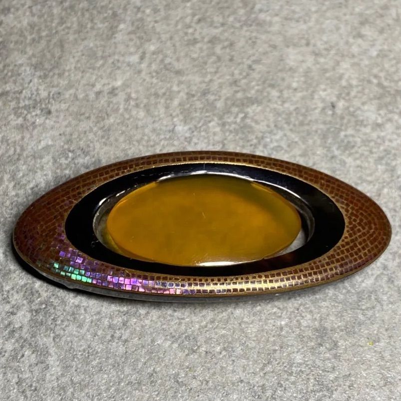 帯留 本鼈甲 白甲 螺鈿 蒔絵 在銘あり 光凌 和装小物