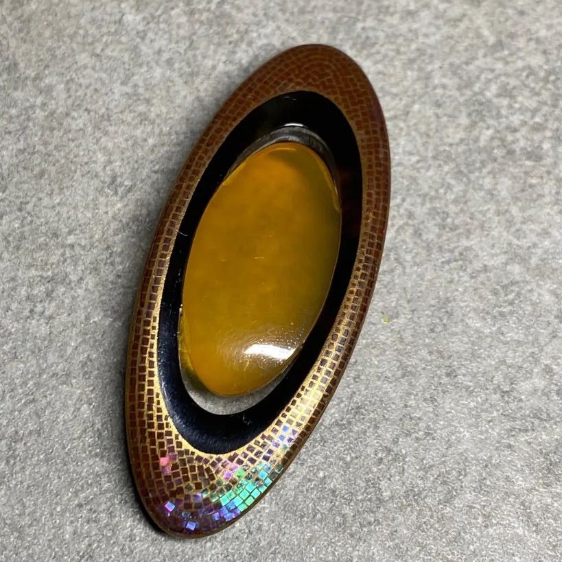 帯留 本鼈甲 白甲 螺鈿 蒔絵 在銘あり 光凌 和装小物