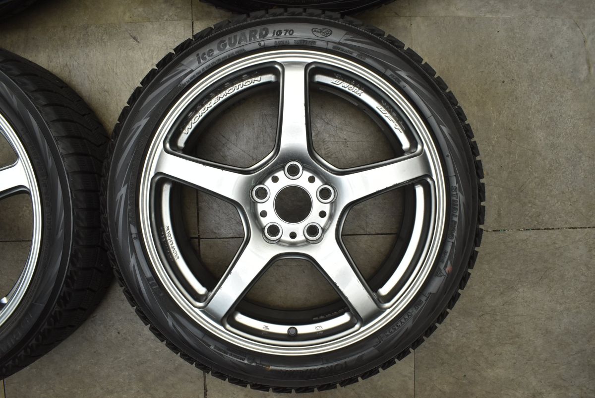  バリ溝 WORK ワークエモーション T 5 R 18 in 7 J 48 PCD 114 3 ヨコハマ アイスガード iG 70 225 45 スカイライン アテンザ アコード 18インチ タイヤ ホイールセット