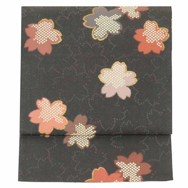 リサイクル袋帯 帯 正絹 絹 金糸 特品 六通柄 桜 着物 セミフォーマル 付下げ 色無地 訪問着 江戸小紋 単衣の着物に合わせる 盛夏を除く SILK シルク kimono リユース uu 2267 b