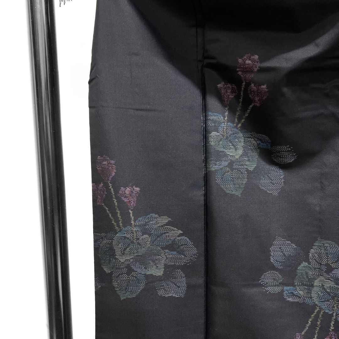 小紋 大島紬 地空き 花模様 リーフ 泥染 着物 123b d ms - メルカリ