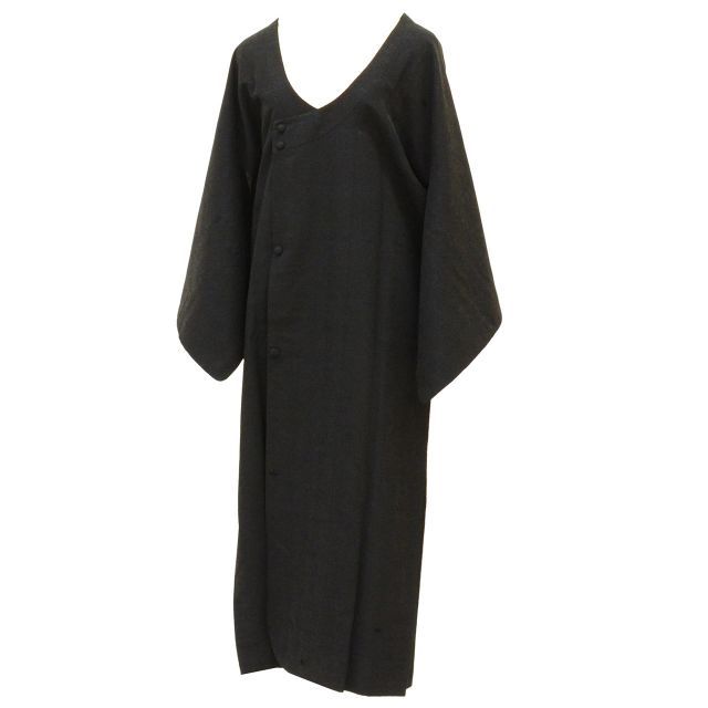 道中着 リサイクル着物 正絹 絹 身丈 124.5 cm 裄丈 63.8 黒 幾何学 花 ロング丈 SILK シルク リユース uu 2250 b