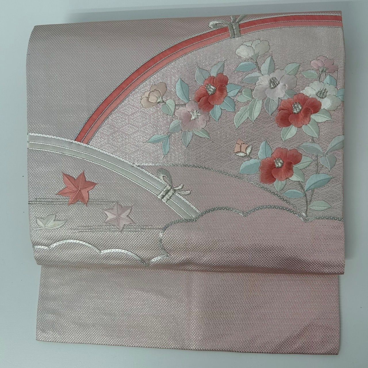 名古屋帯 刺繍 駒刺繍 上品な加工 九寸 正絹 着物 MA-2453 - メルカリ