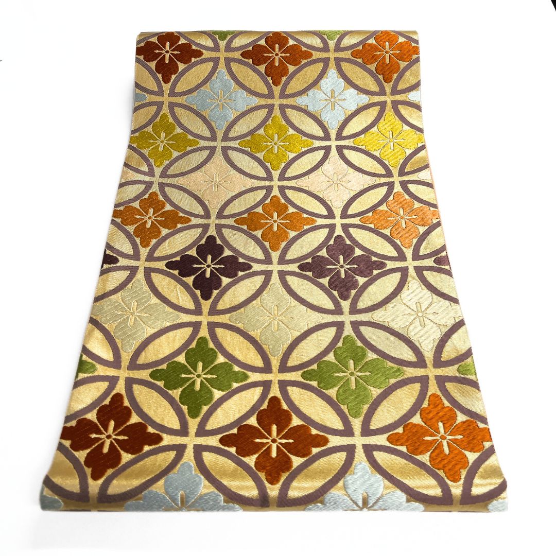 袋帯 七宝 花菱 カラフル 着物 123 b d ms