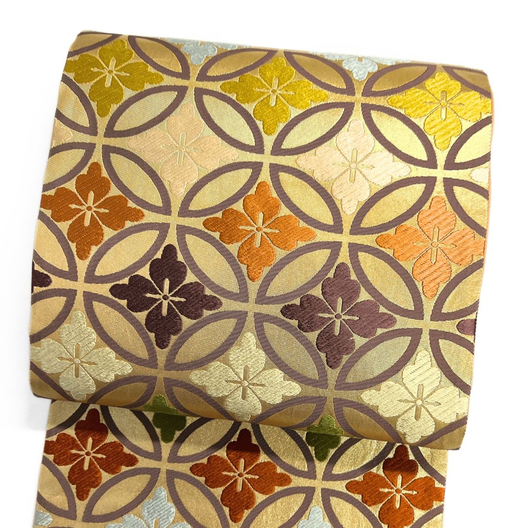 袋帯 七宝 花菱 カラフル 着物 123 b d ms