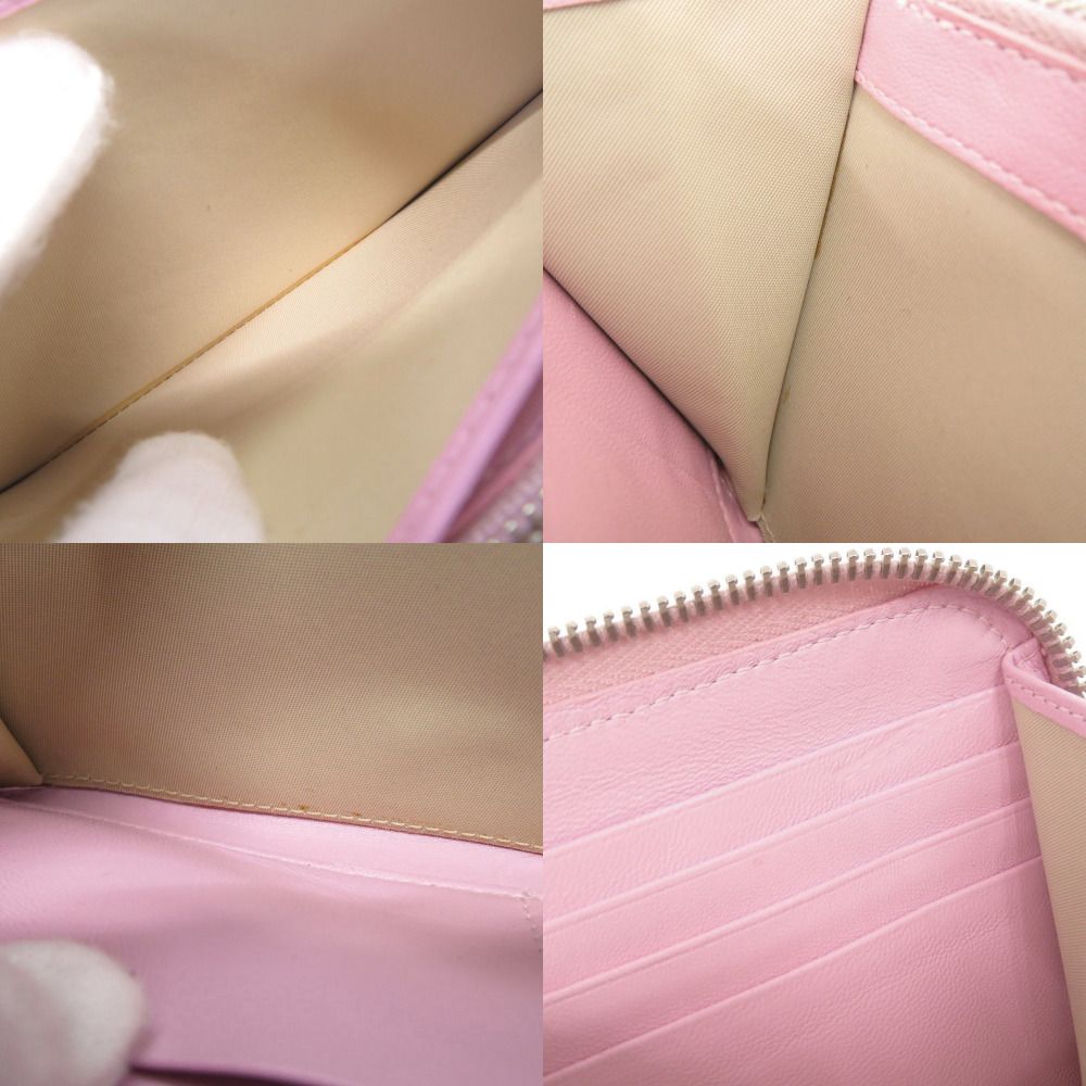  クリスチャンディオール 編み込み レザー ピンク ラウンドファスナー 長財布 1634 Christian Dior その他 小物