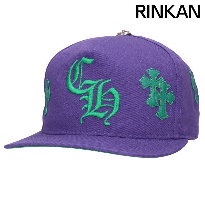 クロムハーツ CH HAT クロスパッチ付CH刺繍ベースボールキャップ帽子 メンズ