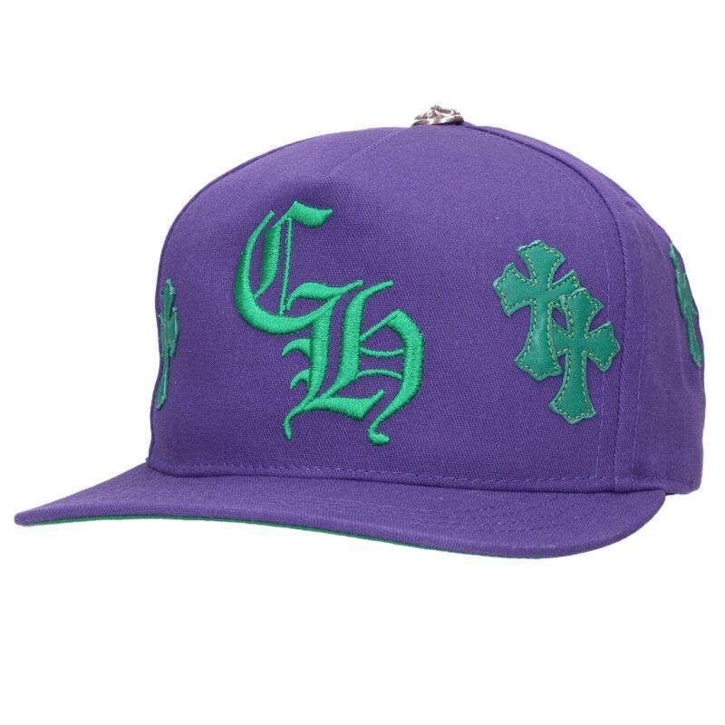 クロムハーツ CH HAT クロスパッチ付CH刺繍ベースボールキャップ帽子 メンズ