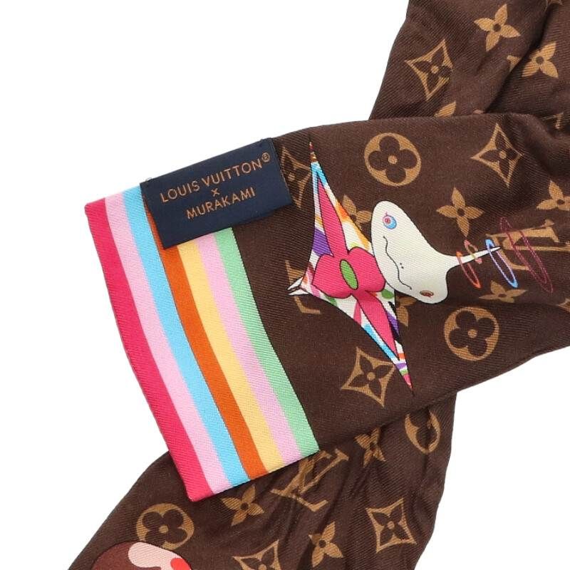 ルイヴィトン  ムラカミタカシ   バンドー・スーパーフラット M96083 モノグラム総柄スカーフ 中古 BS99 ルイヴィトン ×ムラカミタカシ MURAKAMITAKASHI バンドー・スーパー