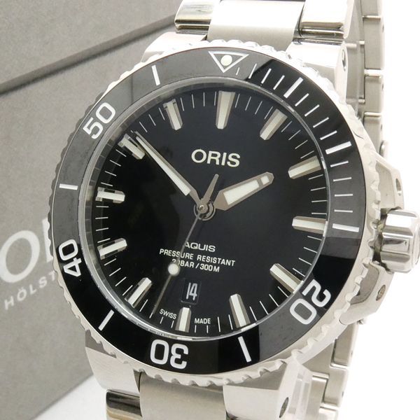 ORIS アクイス デイト 01 733 7730 4134 自動巻 ダイバー SS 箱保付 美