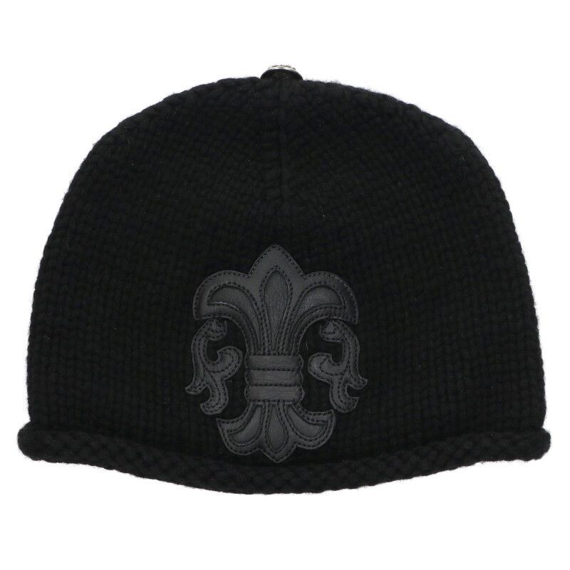 クロムハーツ BEANIE CASH レザーパッチビーニー BSフ レザーパッチカシミヤビーニー帽子 メンズ