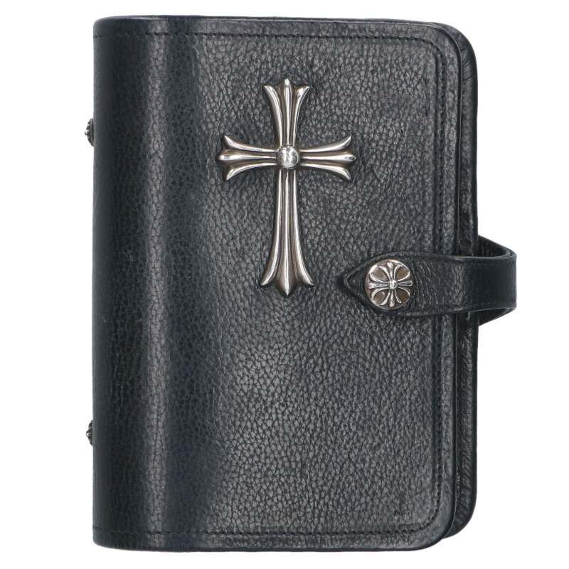 クロムハーツ ラージCHクロス装飾レザー手帳 メンズ