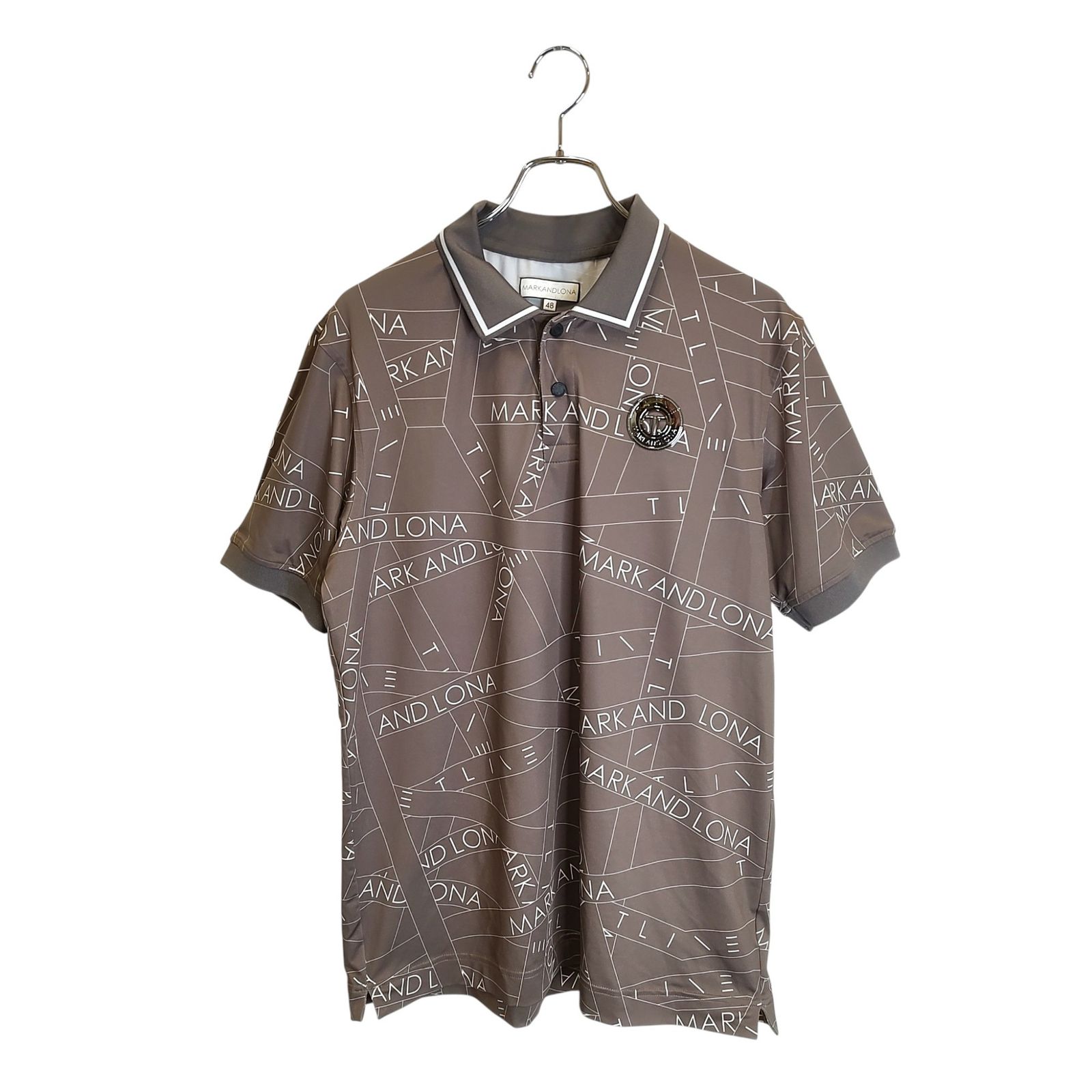 MARK-LONA マークアンドロナ ゴルフ 25 AW Orbit Polo 総柄 半袖 ポロシャツ MXM-5 C-AP 01 48 チャコール メンズ
