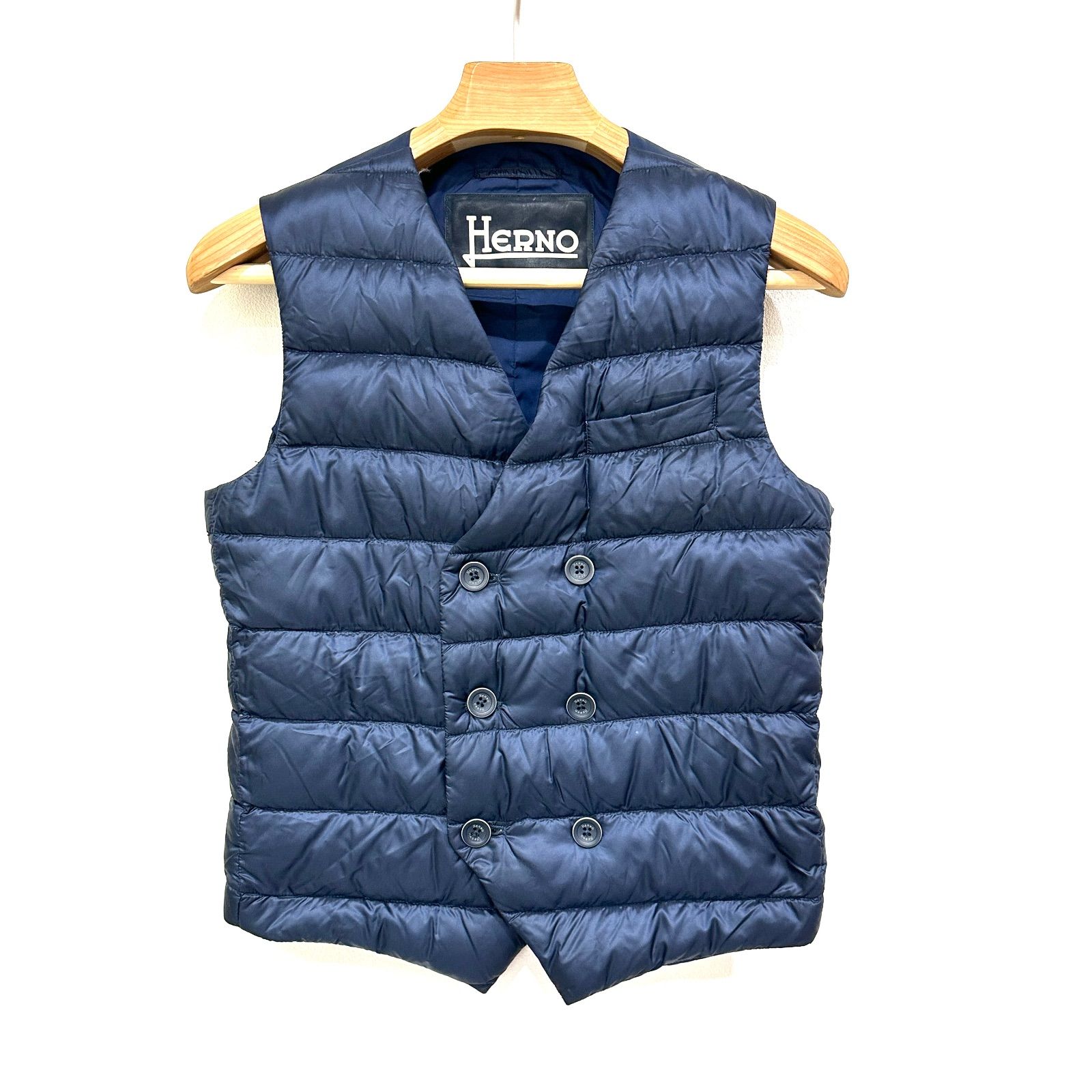 元住吉 ヘルノ HERNO ダウンベスト ジレ PI 0334 U-12051-9265 サイズ 44 ネイビー メンズ